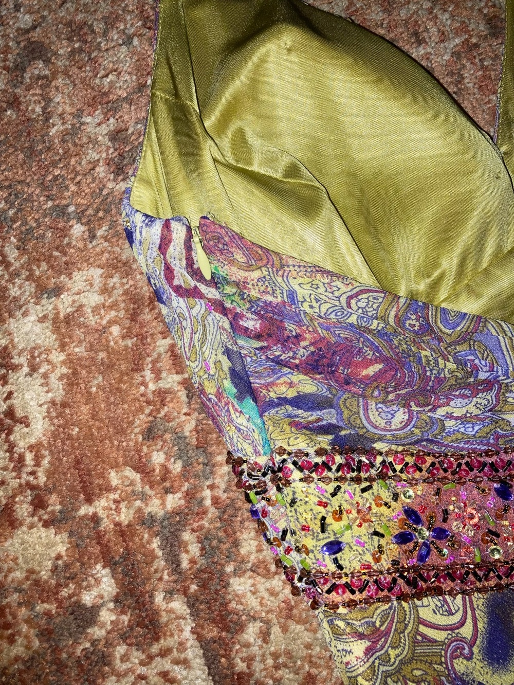 Multicolored Beaded Silk Gown - Picture 8 of 9